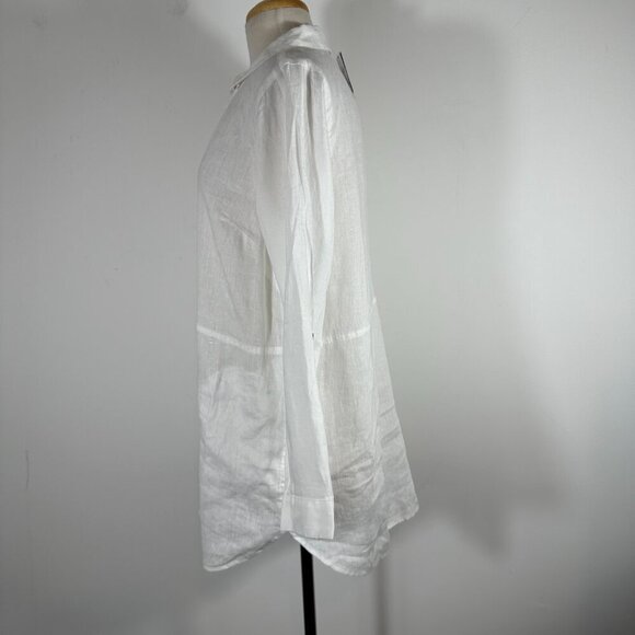 NWT J.Jill Love Linen White 1/2 Button Popover Tunic Top Shirt Size S Linen - Picture 6 of 16